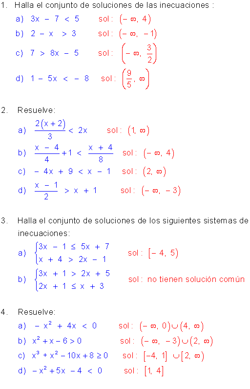Ejercicios de desigualdades