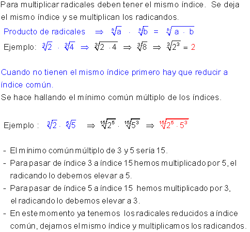 Producto de radicales.