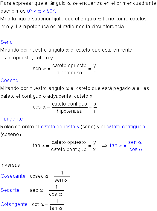 Razones trigonométricas ejemplos