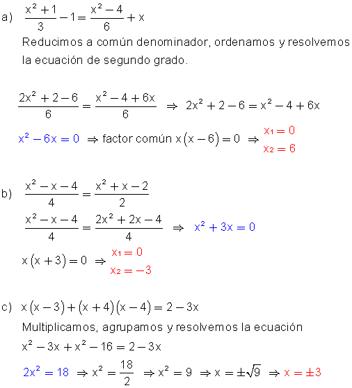 Ecuaciones bicuadradas.