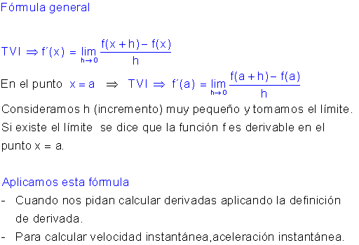 Tabla derivadas