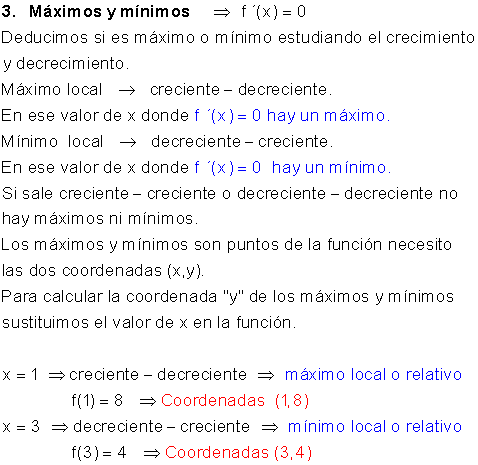 derivadas máximos mínimos