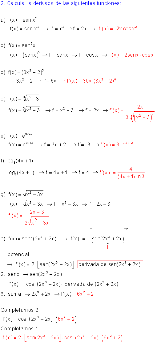 Derivadas ejercicios