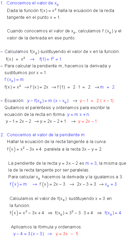Ecuación recta tangente