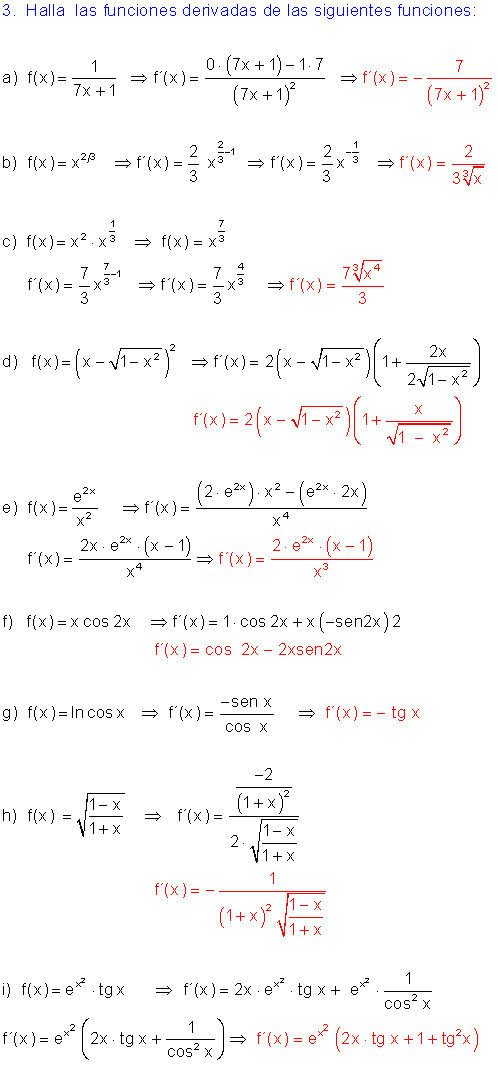 Derivadas ejercicios