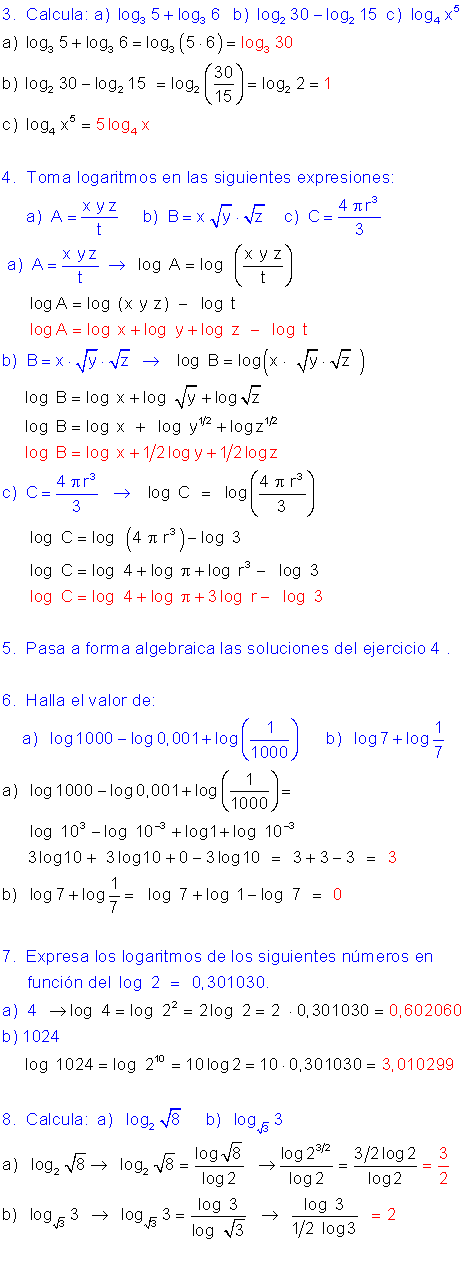 Propiedades logaritmos.