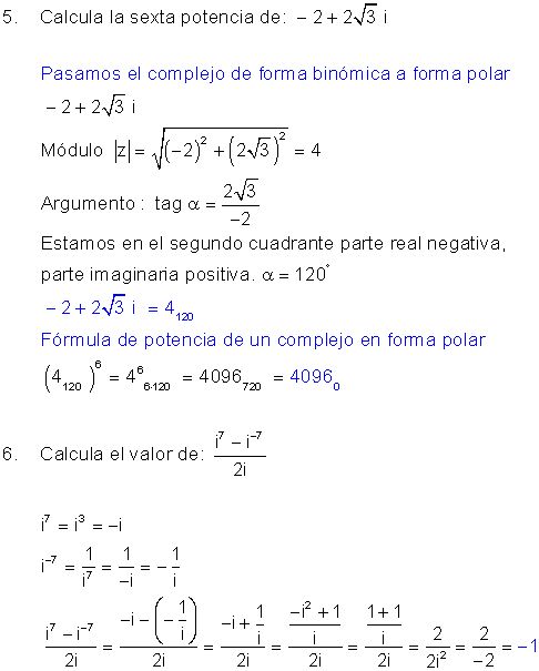 Ejercicios con complejos