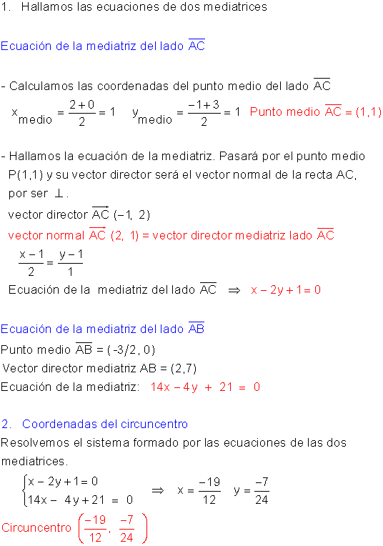 Ejercicios mediatrices