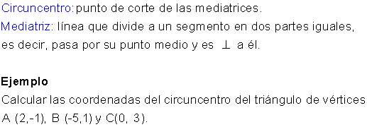 Calcular mediatrices.