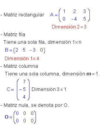 Tipos de matrices
