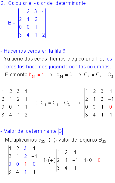 Determinantes por adjuntos.