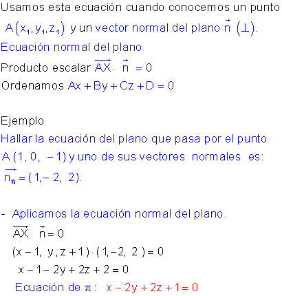 Ecuación normal del plano.