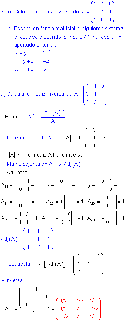 Ejercicios resueltos matriz inversa