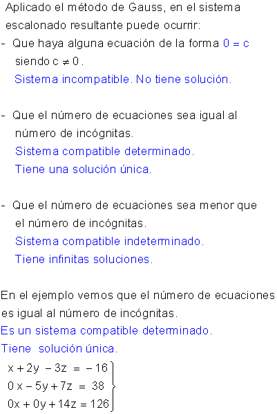 Discutir un sistema lineal.