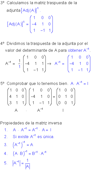 Matriz inversa determinantes.