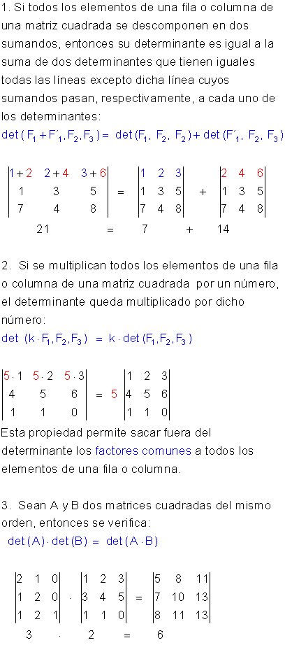 Propiedades determinantes