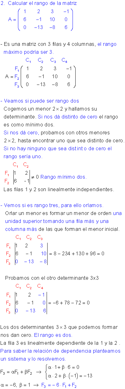Rango por determinantes.