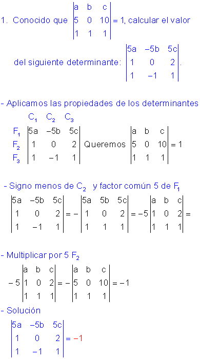 Ejercicios determinantes