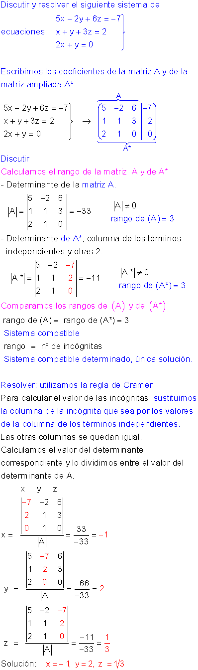 Sistema compatible determinado.