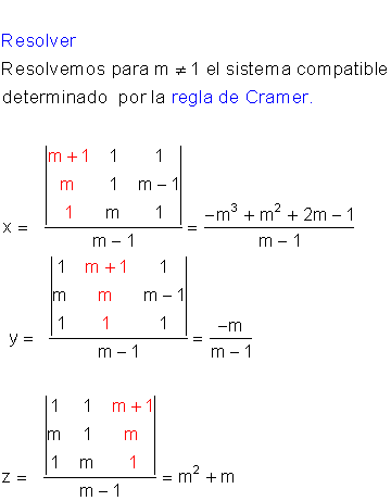 Resolución de un sistema  con un parámetro desconocido.