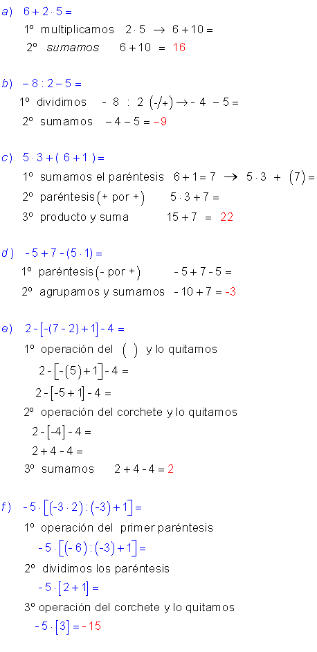 Operaciones combinadas ejercicios