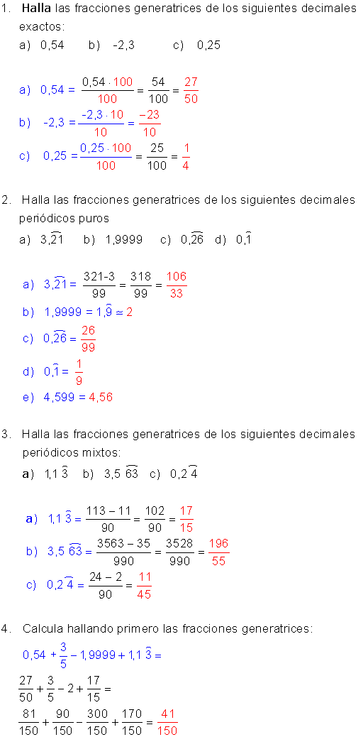 Ejercicios con decimales