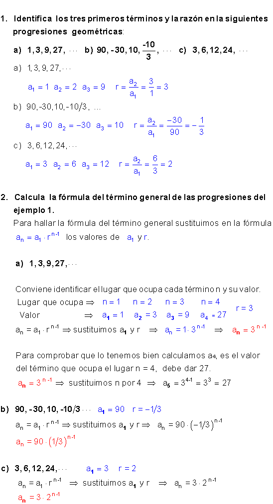 Ejercicios progresiones geométricas.
