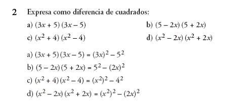 Suma por diferencia.
