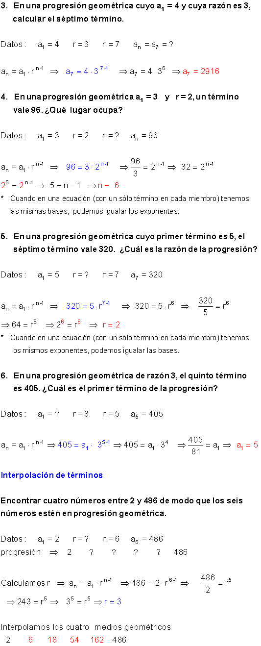 Ejercicios progresiones geométricas.